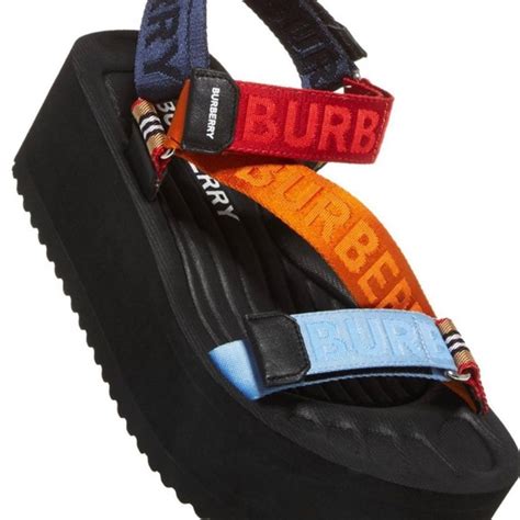 burberry patterson colorblock logo flatform sport sandals|Burberry Women's Patterson Platform Sandals .